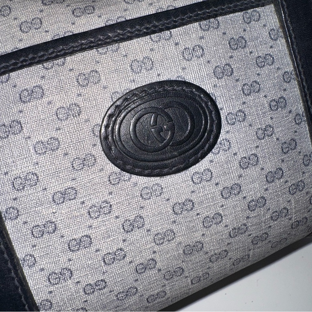 Vintage Gucci Blue Logo Boston Doctor Tote Bag Leather - Picture 3 of 16